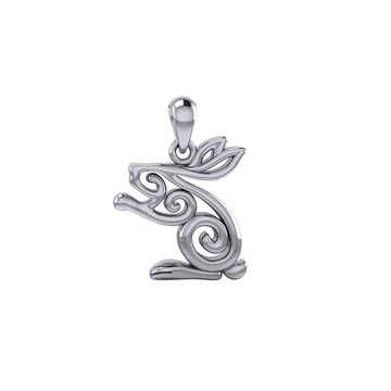 Celtic Spiral Rabbit or Hare Silver Pendant TPD6037 - Jewelry